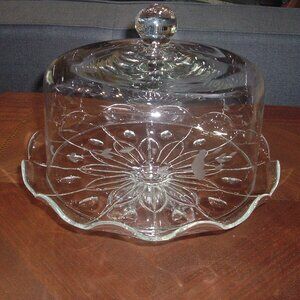 Princess House Heritage Crystal Cake Plate Stand W/ Covered Dome Lid 076 Vintage